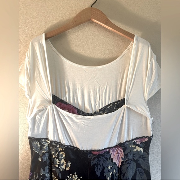 Anthropologie Twofer Slip Midi Dress Size Medium Black Floral Side Zipper - Picture 8 of 15